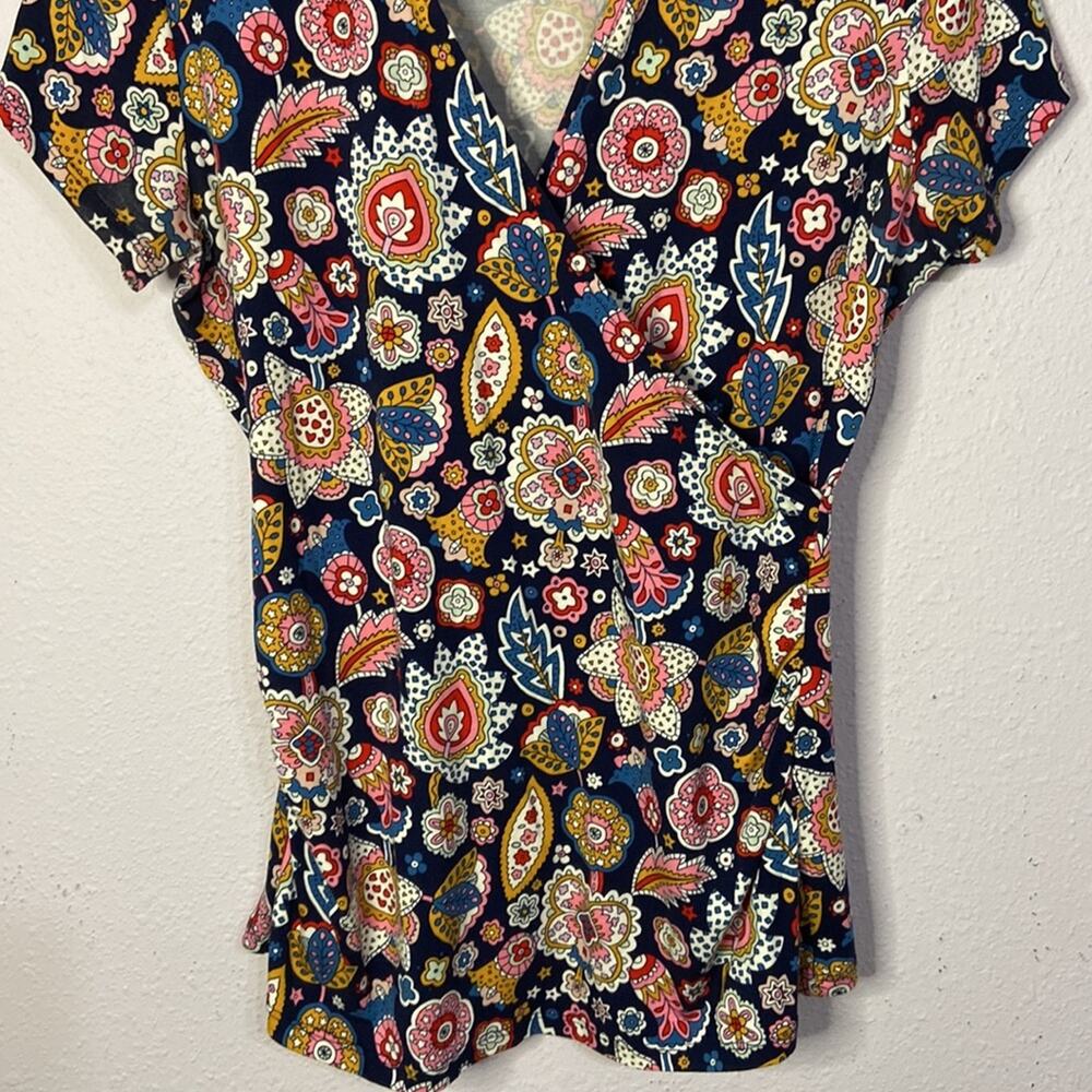 Boden Women Festival Faux Wrap French Navy Paisley Pattern Top Size 12 - Picture 6 of 9